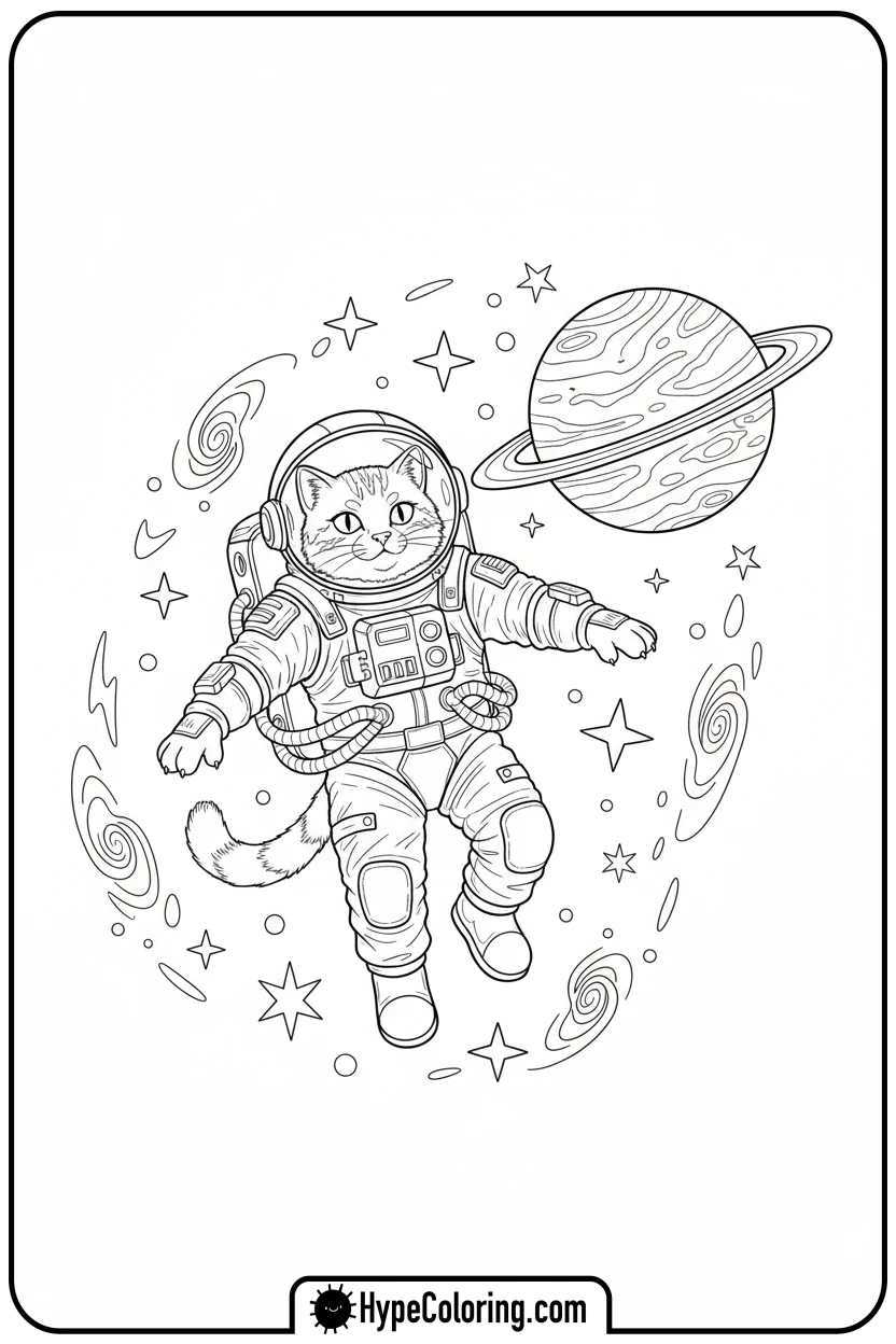 astronaut-cat-in-space - cat coloring pages