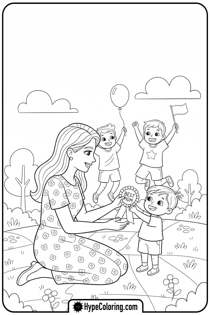 child-giving-mother-ribbon - happy mothers day coloring pages