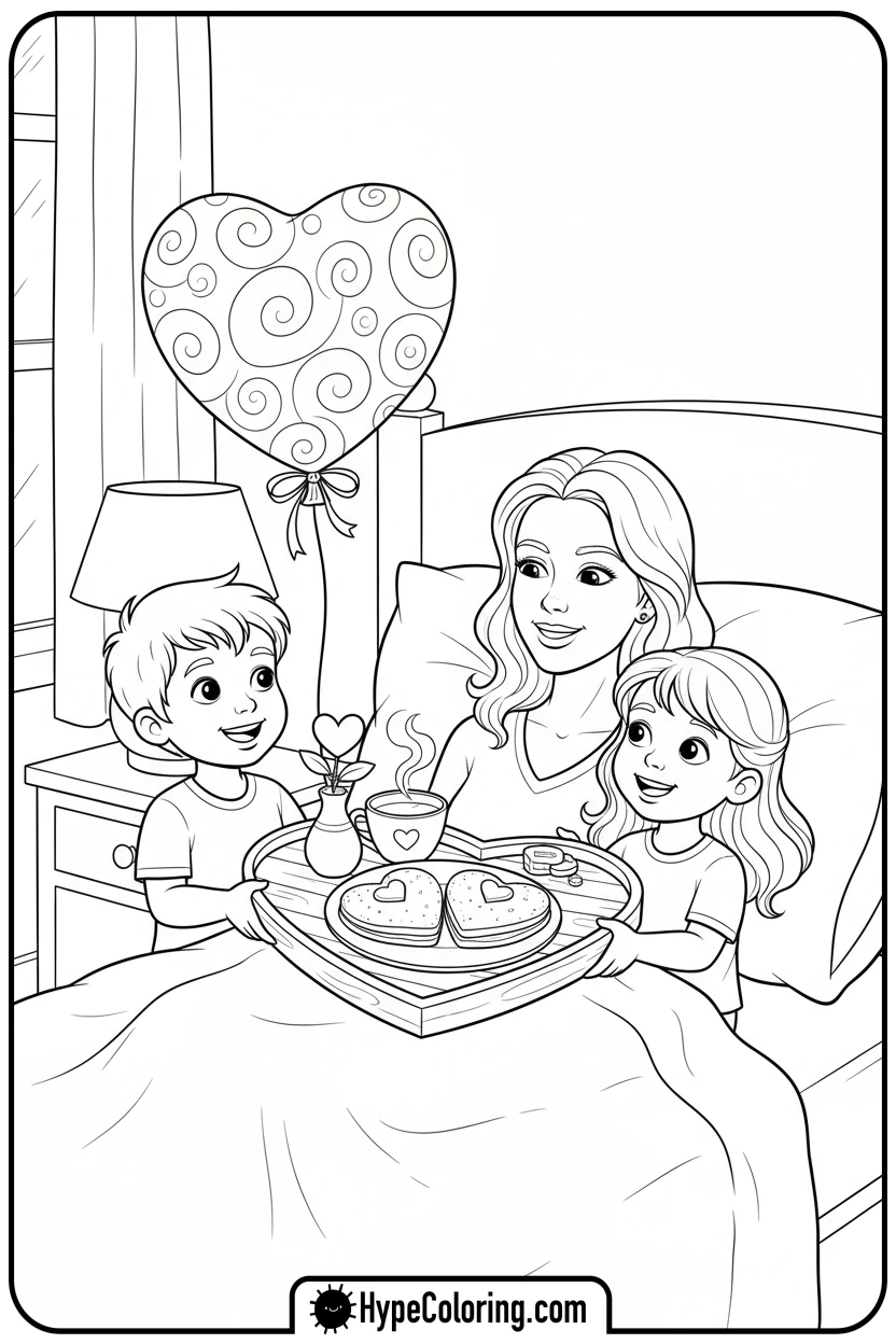 children-surprising-mother - happy mothers day coloring pages