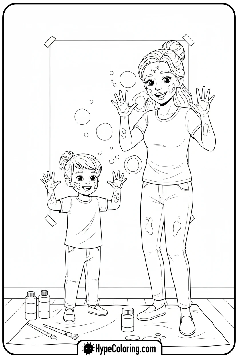 mother-and-child-handprint-art - happy mothers day coloring pages