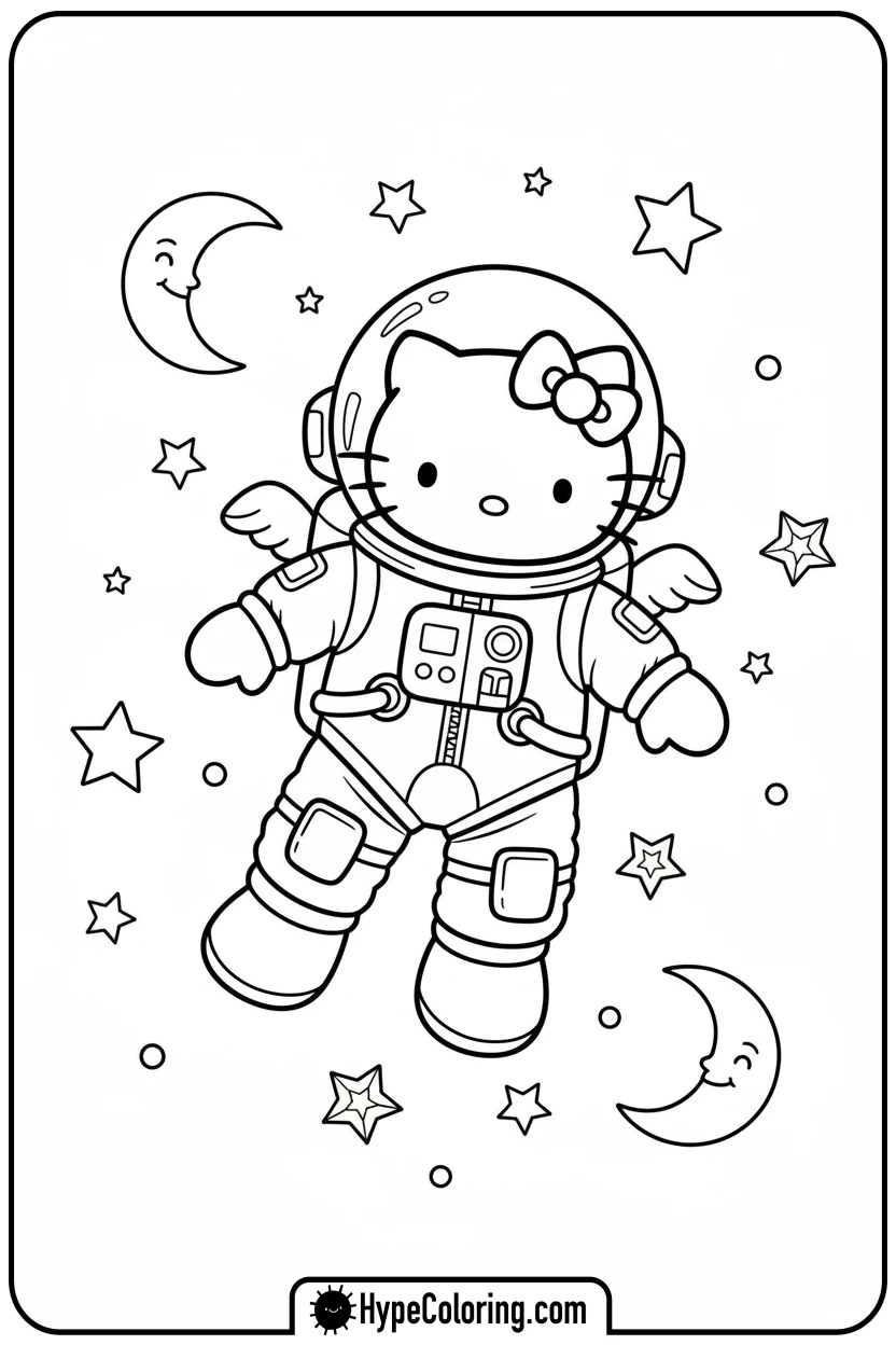 hello-kitty-astronaut - hello kitty coloring pages printable