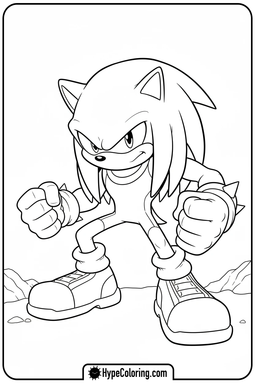 knuckles-ready-for-action - knuckles coloring page