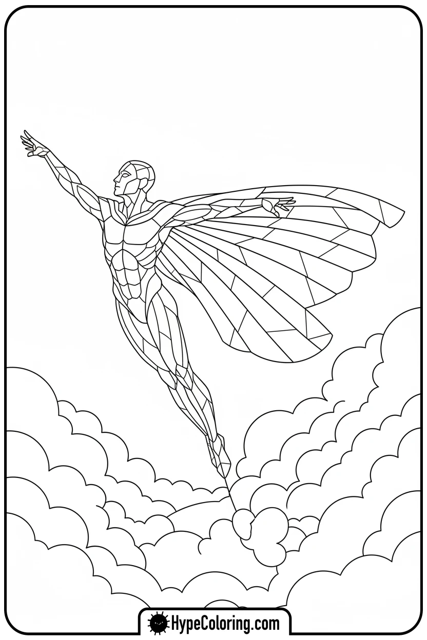 stained-glass-figure-flying - stained glass coloring pages