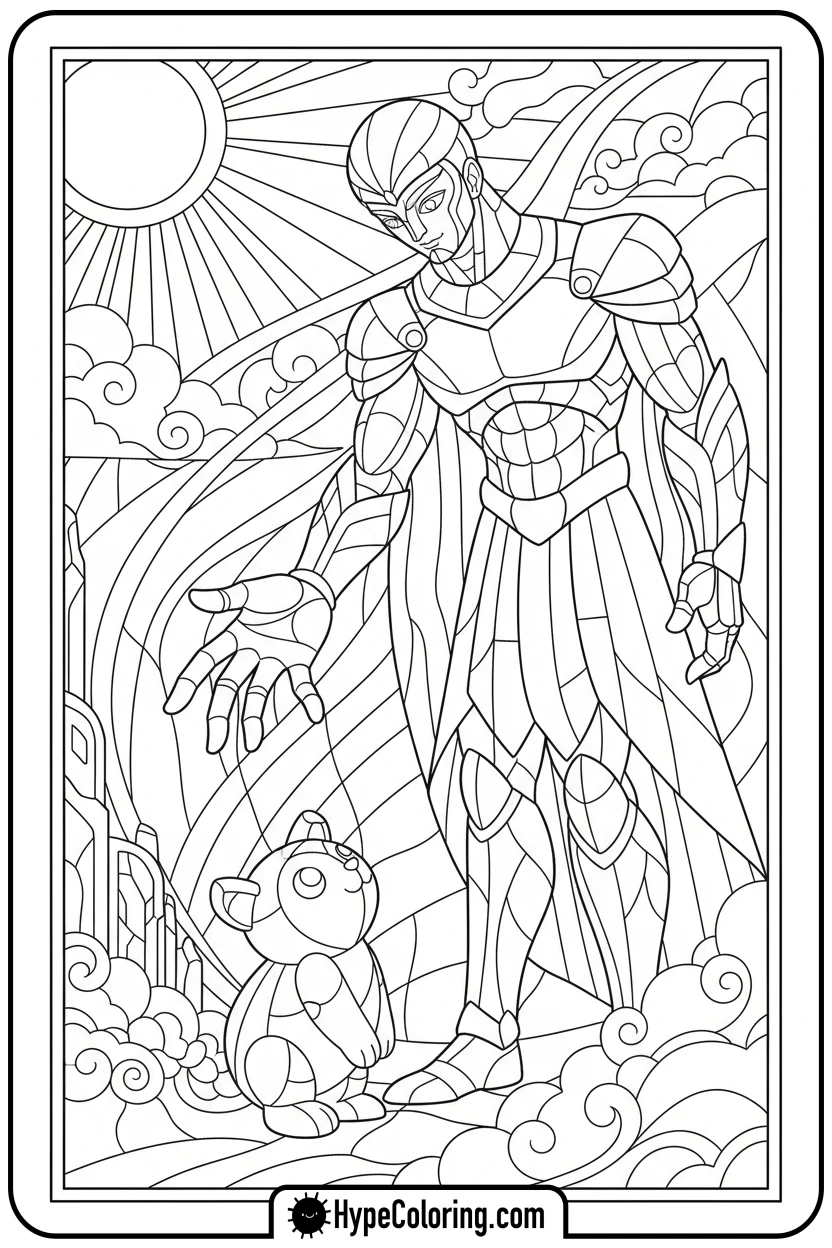 stained-glass-figure-helping-friend - stained glass coloring pages