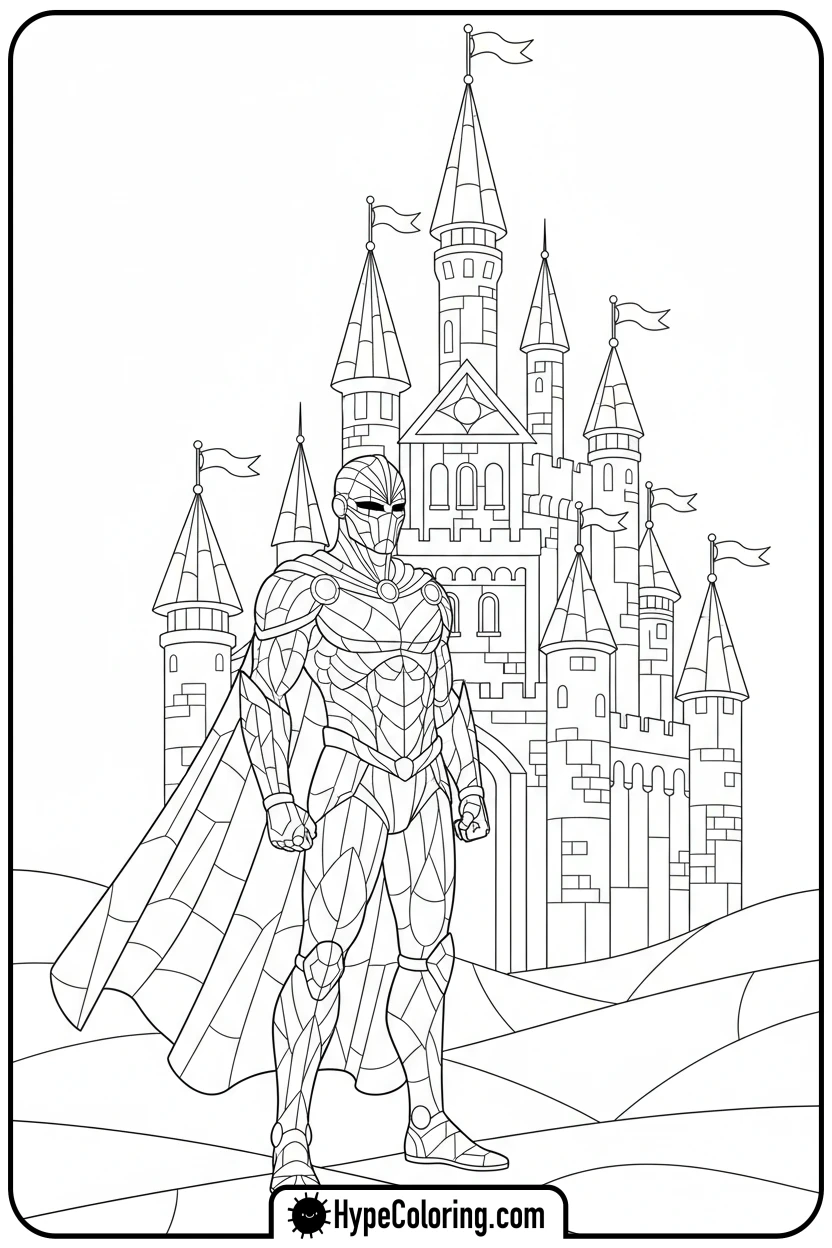 stained-glass-figure-by-castle - stained glass coloring pages