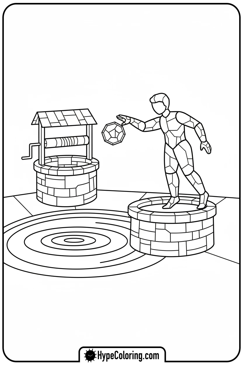 stained-glass-figure-at-wishing-well - stained glass coloring pages