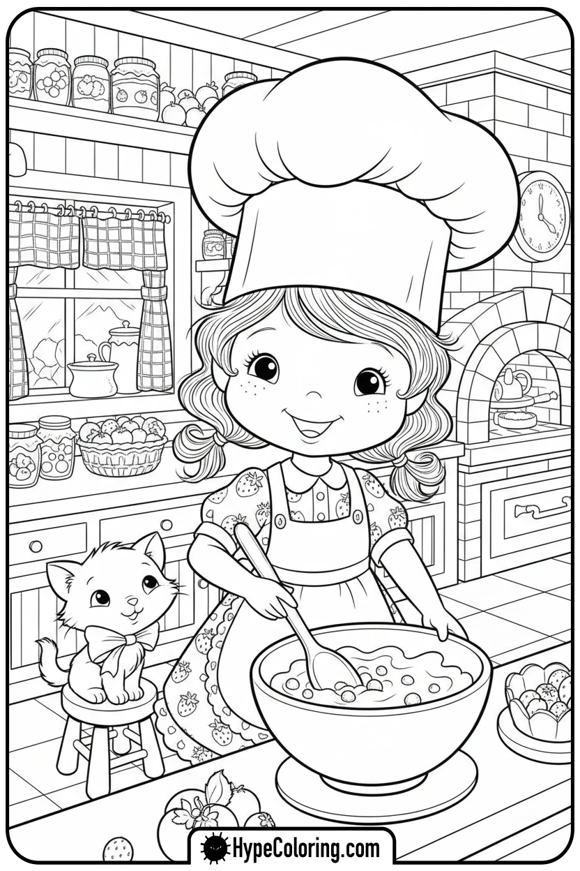 strawberry-shortcake-baking - strawberry shortcake coloring page