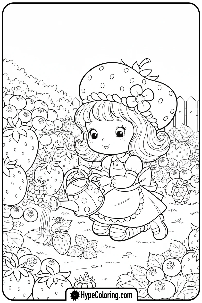strawberry-shortcake-gardening - strawberry shortcake coloring page