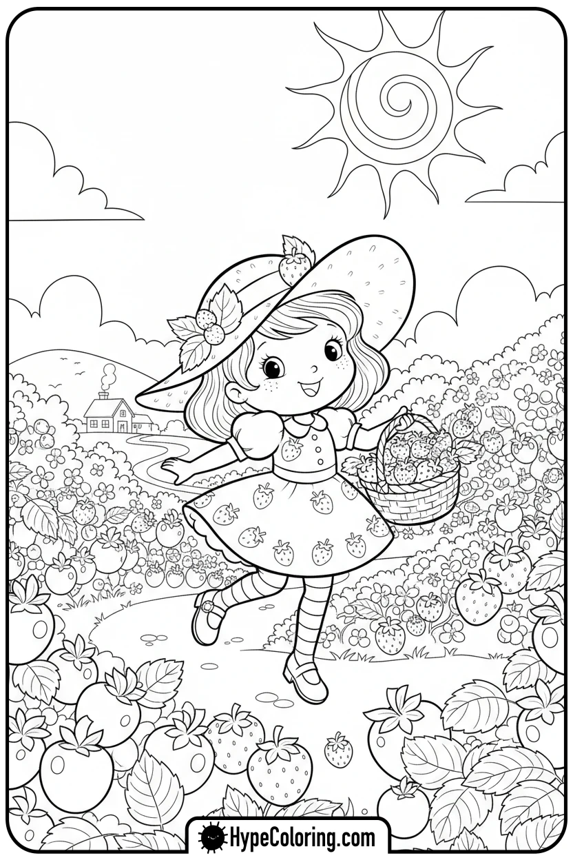 strawberry-shortcake-picking-berries - strawberry shortcake coloring page