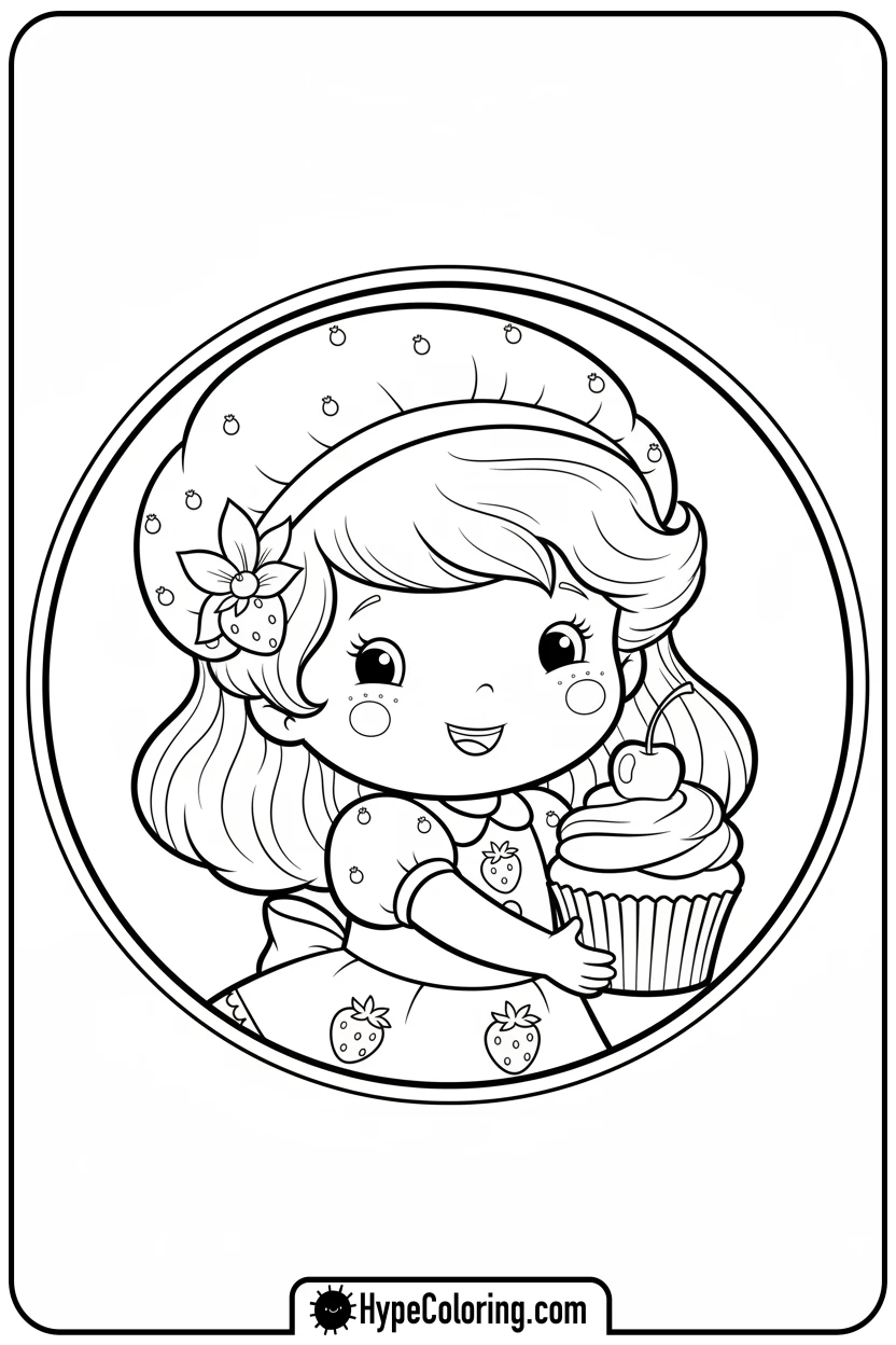 strawberry-shortcake-sharing-cupcake - strawberry shortcake coloring page