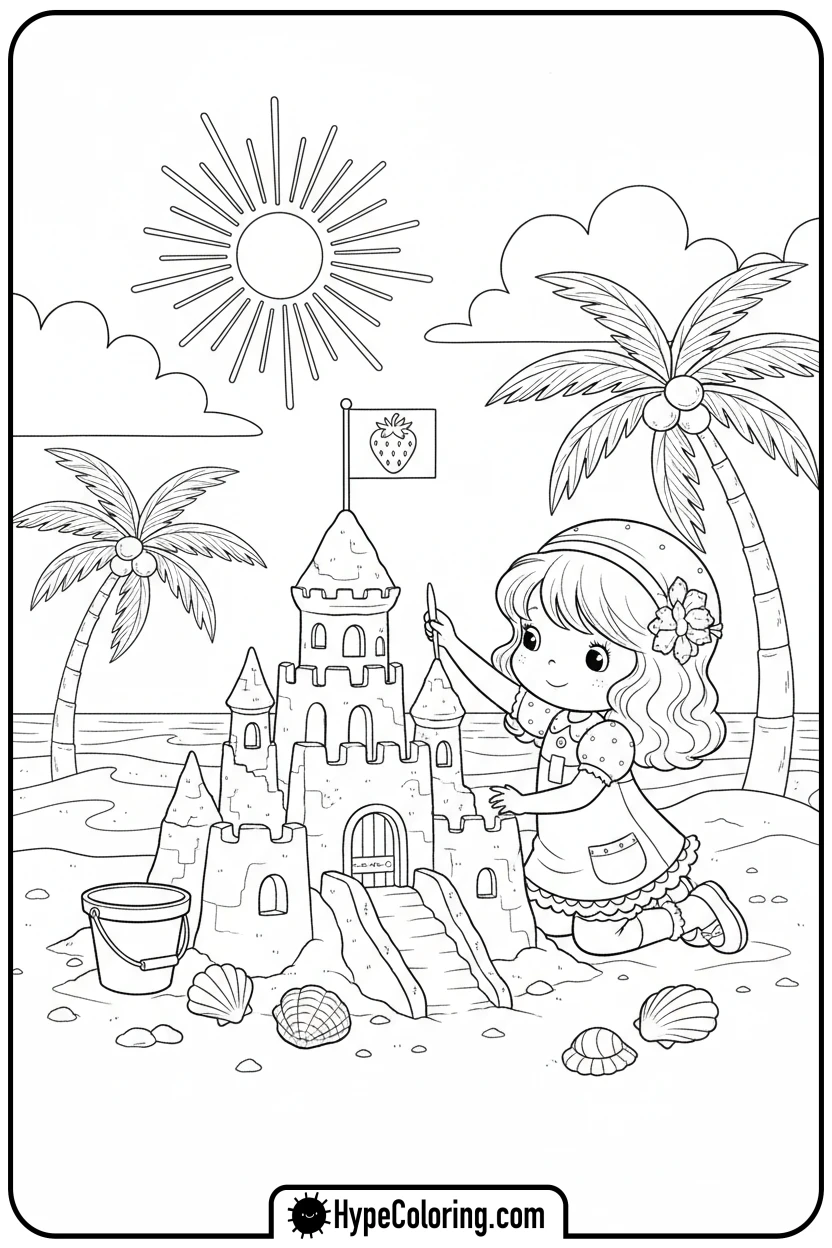 strawberry-shortcake-building-sandcastle - strawberry shortcake coloring page