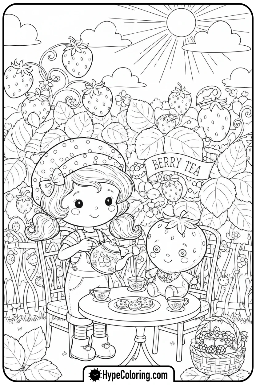 strawberry-shortcake-tea-party - strawberry shortcake coloring page