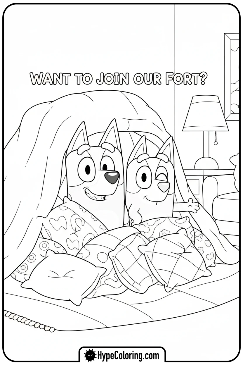 bluey-and-bingo-fort - bluey and bingo coloring pages