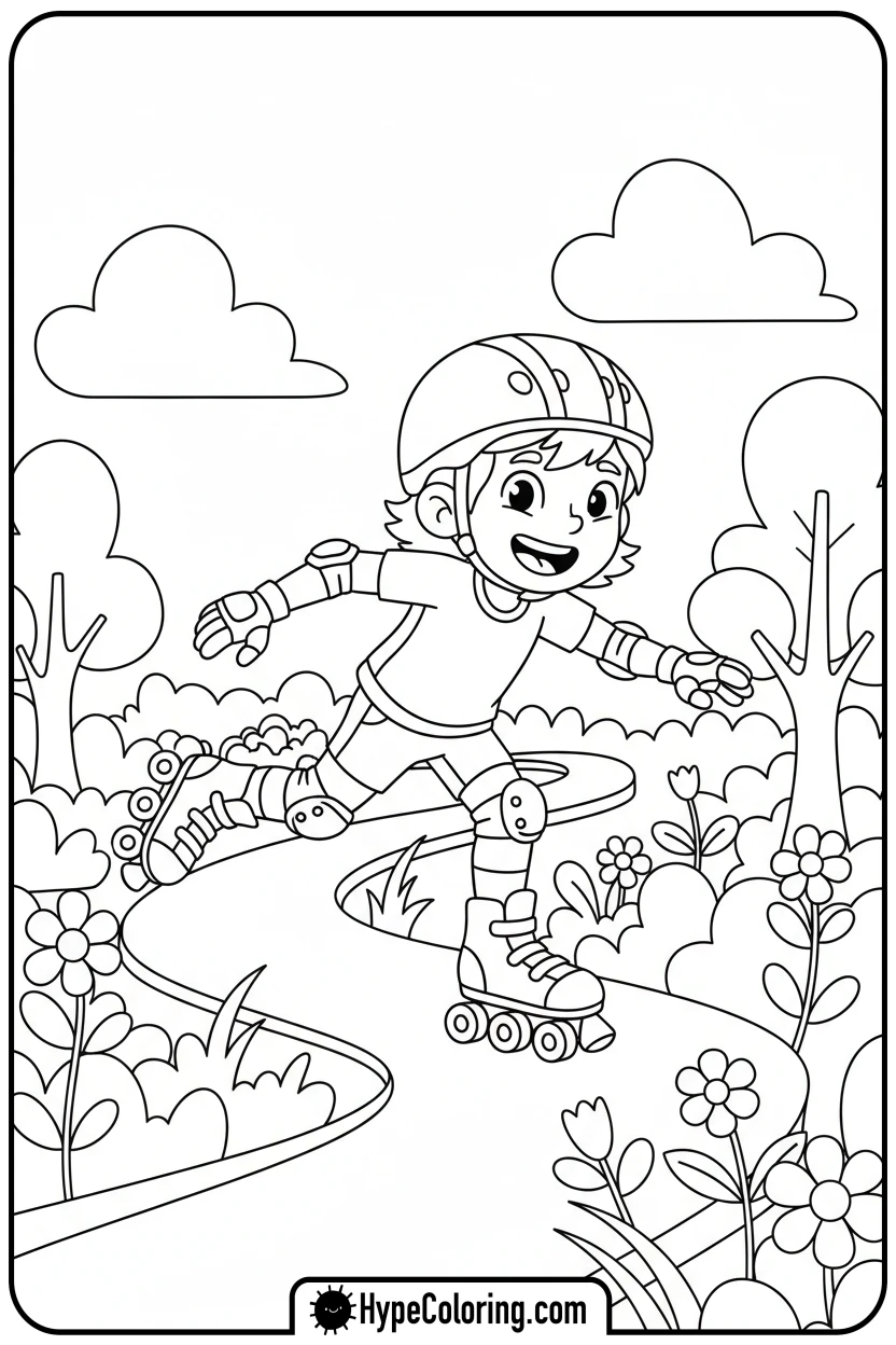 character-roller-skating - bobbie goods coloring page