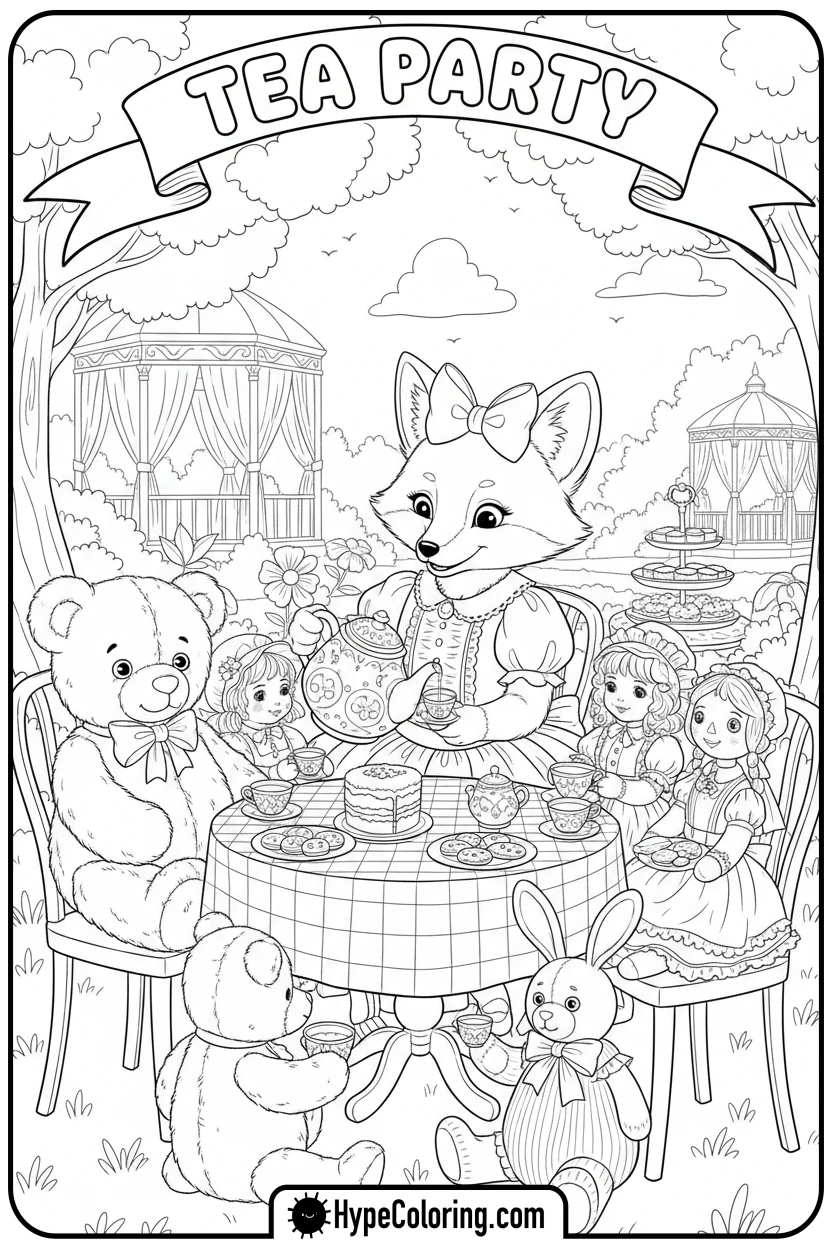 character-hosting-a-tea-party - bobbie goods coloring page