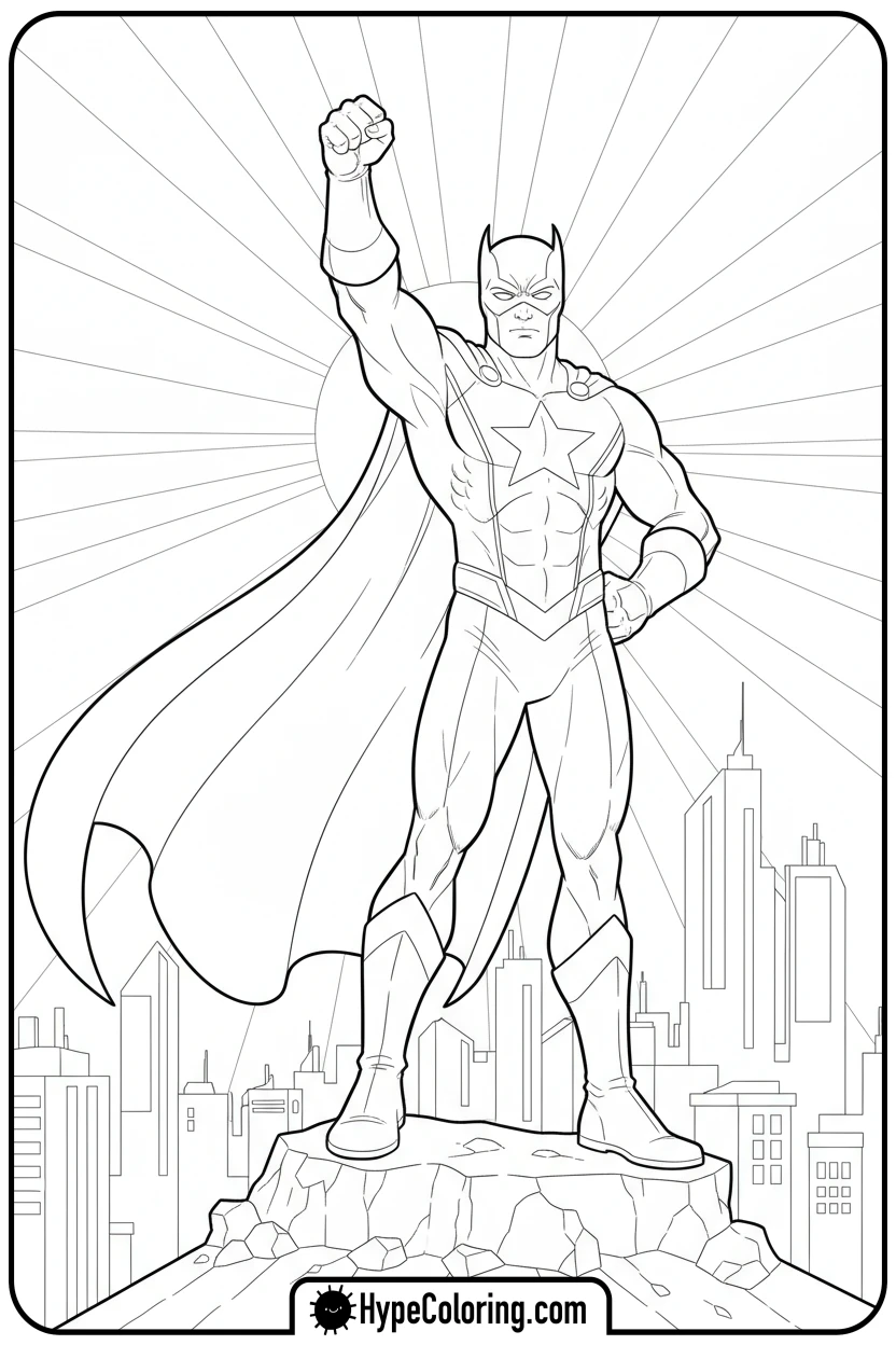 superhero-character-striking-a-pose - bobbie goods coloring page