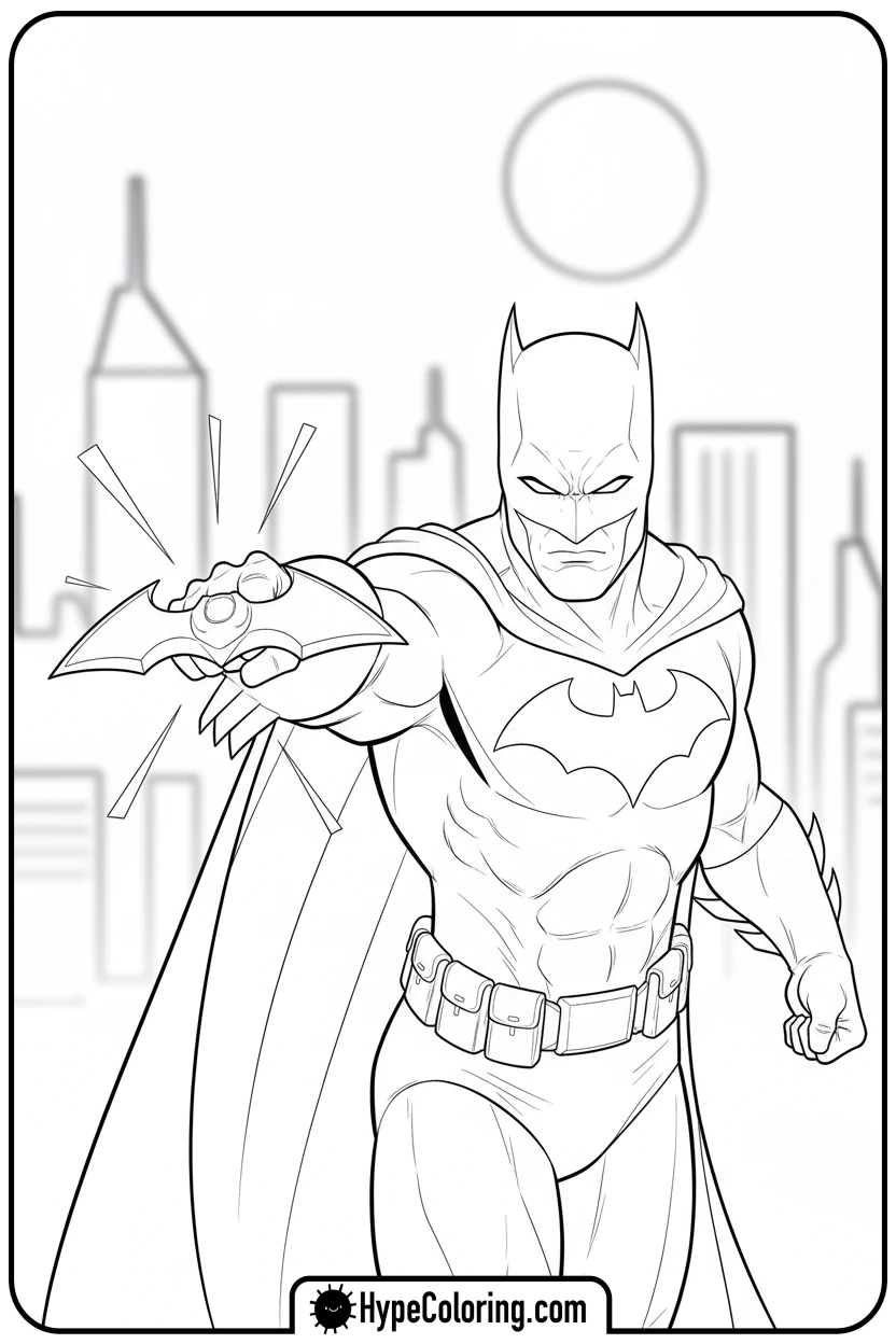 batman-holding-a-batarang - coloring batman pages