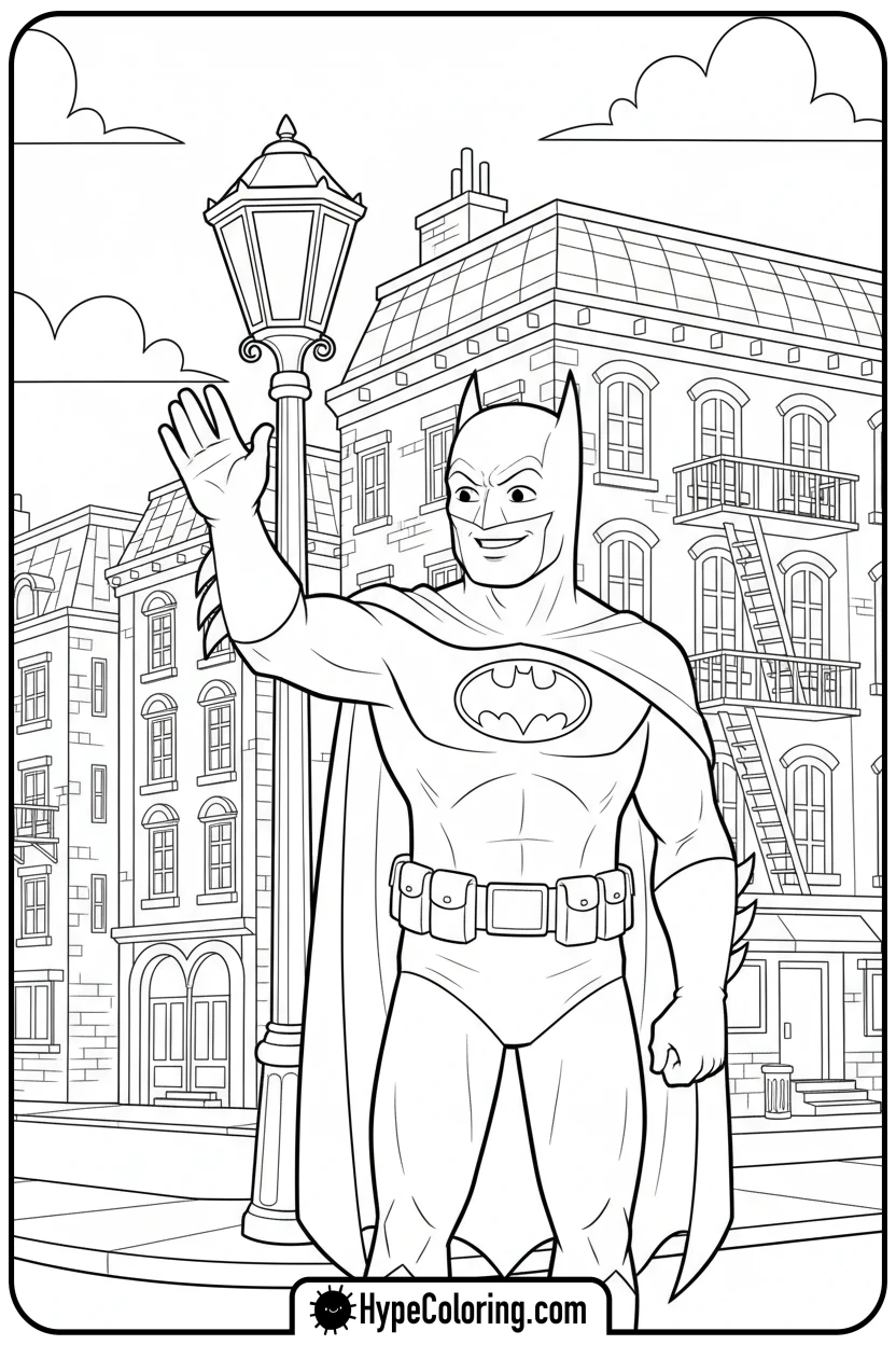 batman-waving-to-a-child - coloring batman pages