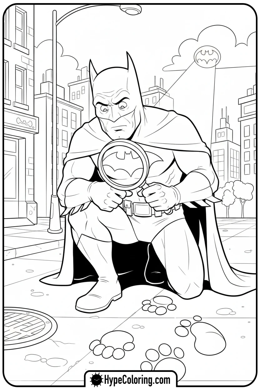 batman-examining-footprints - coloring batman pages