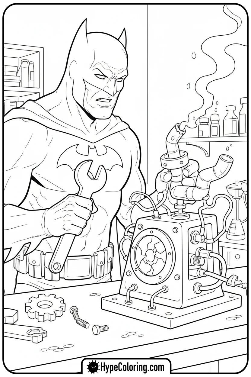 batman-fixing-a-machine - coloring batman pages