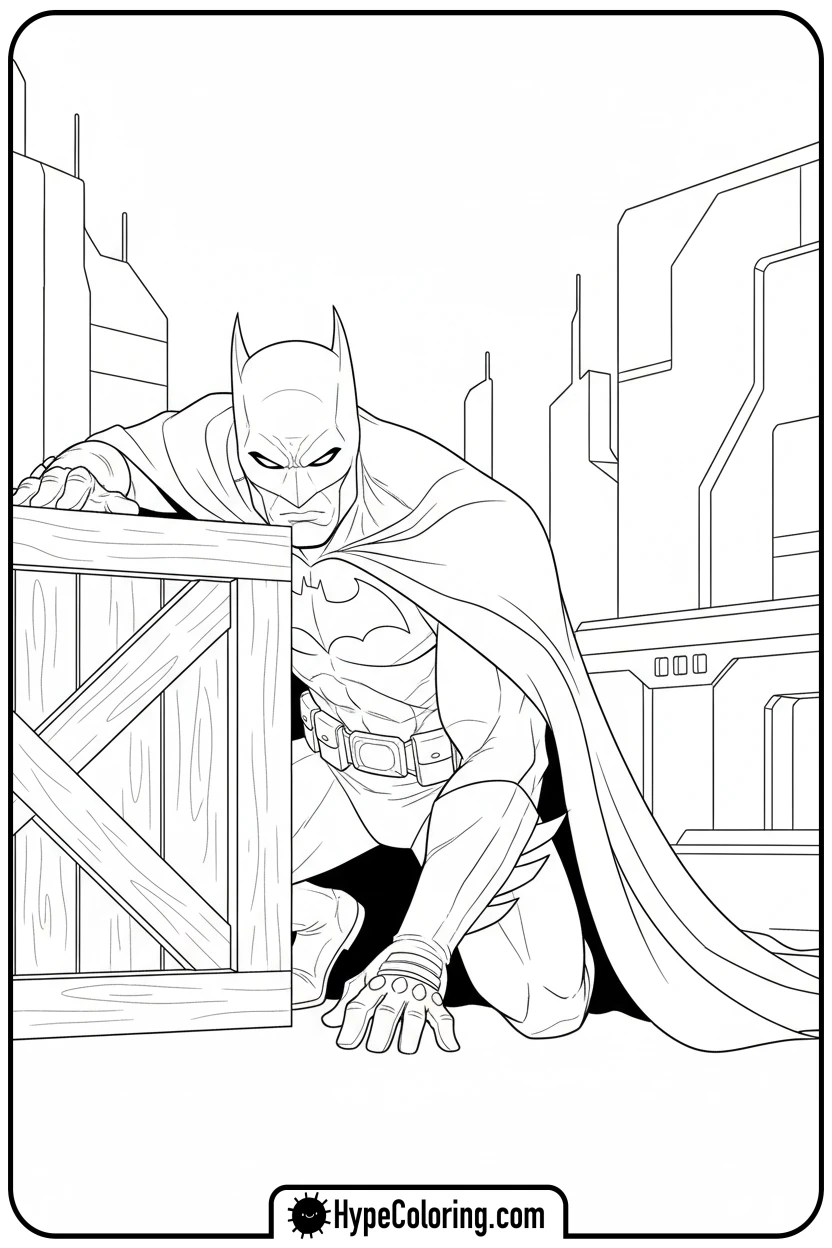 batman-crouching-stealthily - coloring batman pages