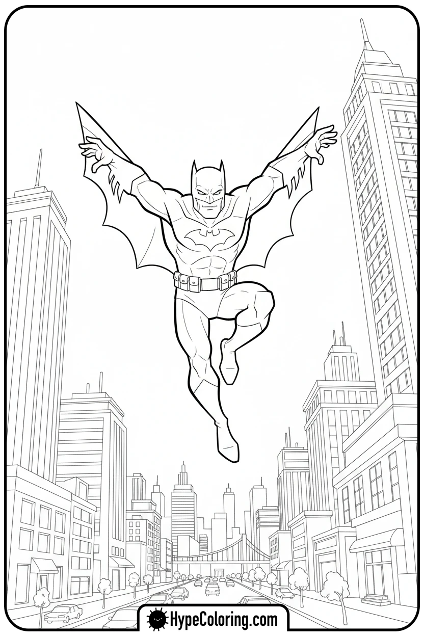 batman-leaping-between-buildings - coloring batman pages