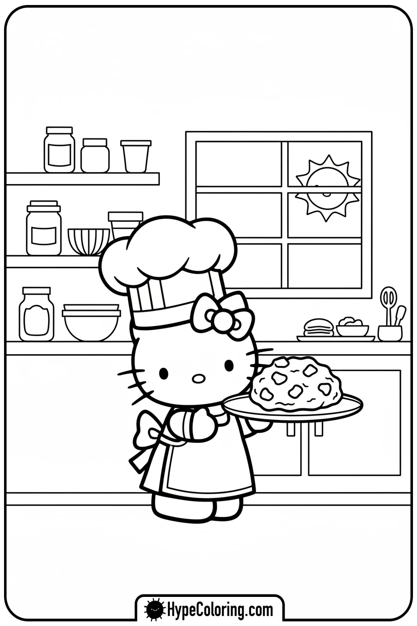 hello-kitty-baking-a-cookie - Hello Kitty Pixel Art Coloring Pages
