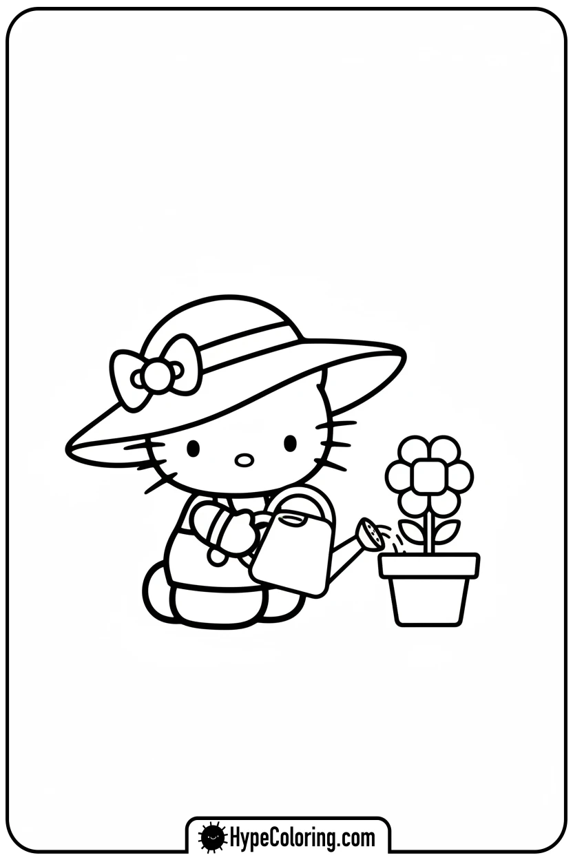 hello-kitty-gardening - Hello Kitty Pixel Art Coloring Pages