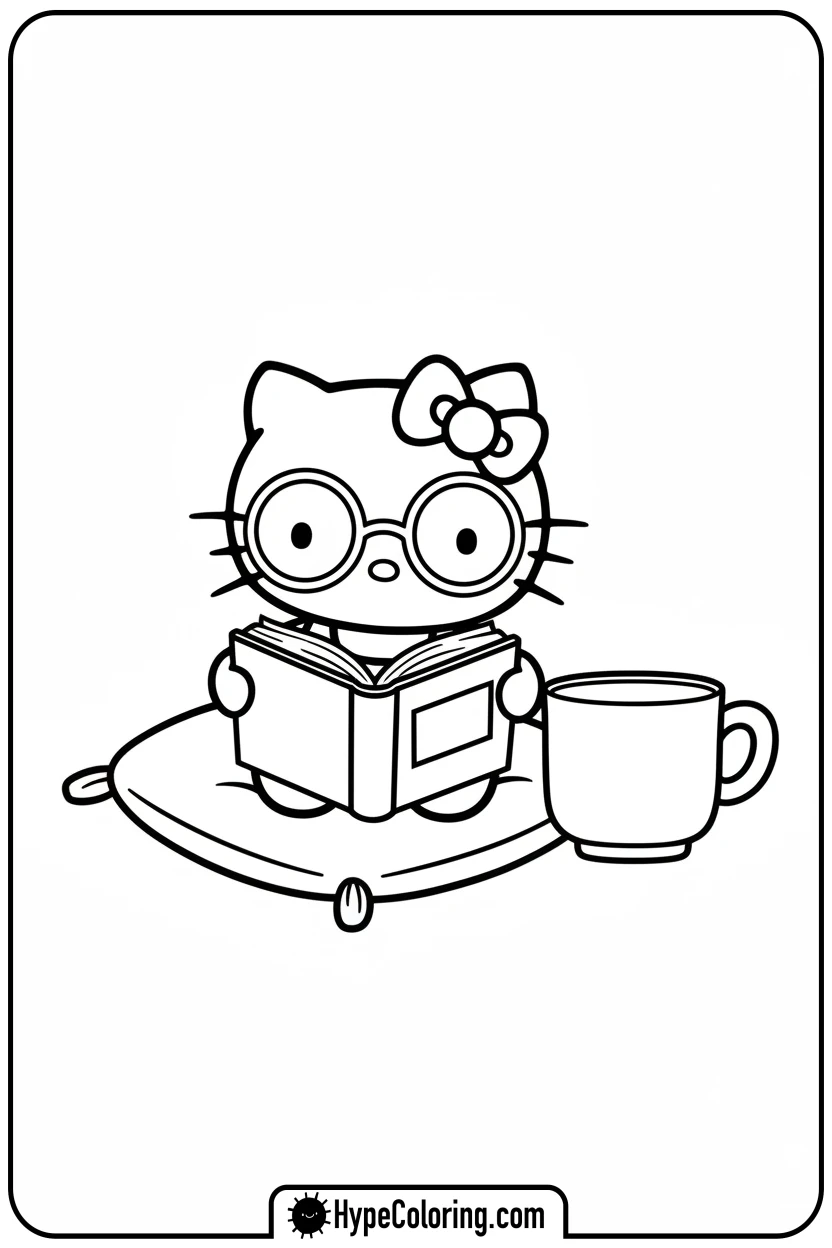 hello-kitty-reading-a-book - Hello Kitty Pixel Art Coloring Pages