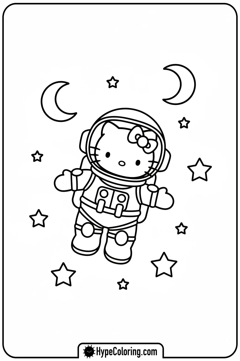 hello-kitty-astronaut-in-space - Hello Kitty Pixel Art Coloring Pages