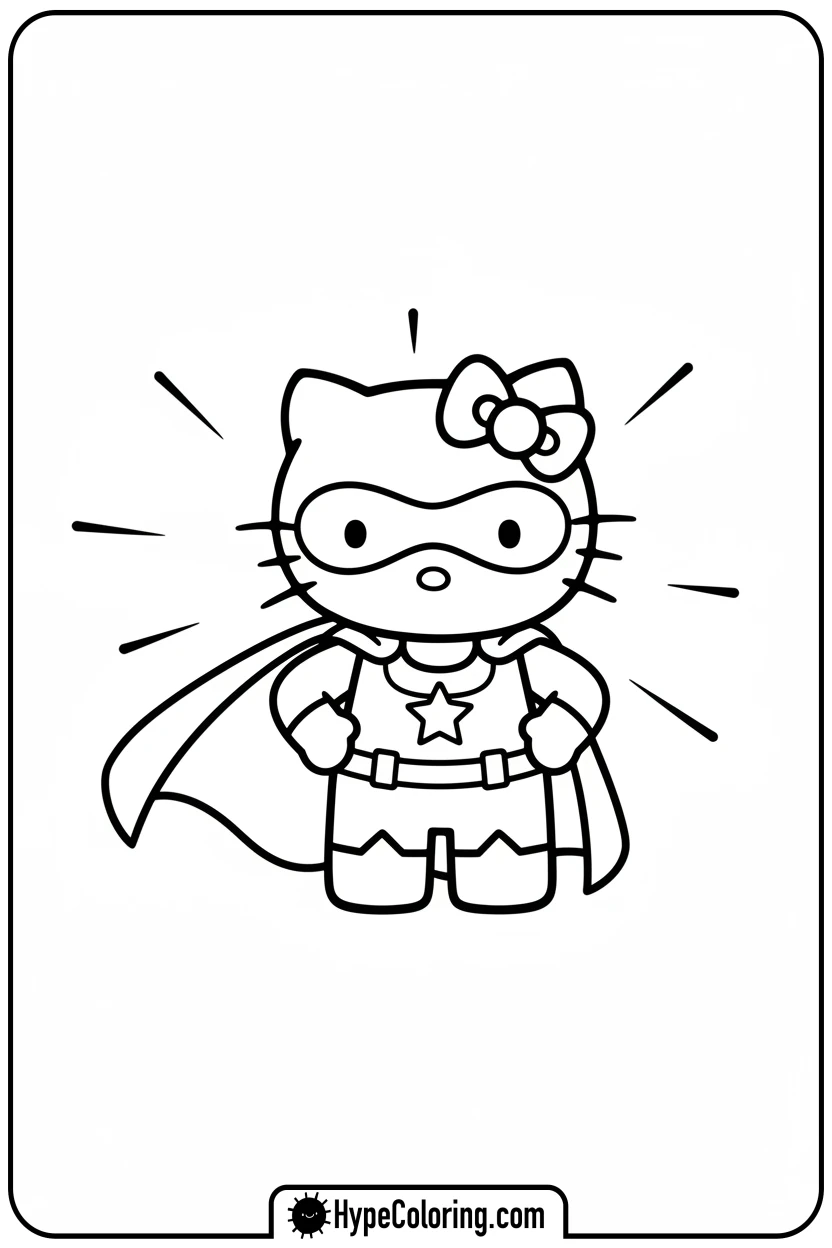 hello-kitty-superhero-pose - Hello Kitty Pixel Art Coloring Pages