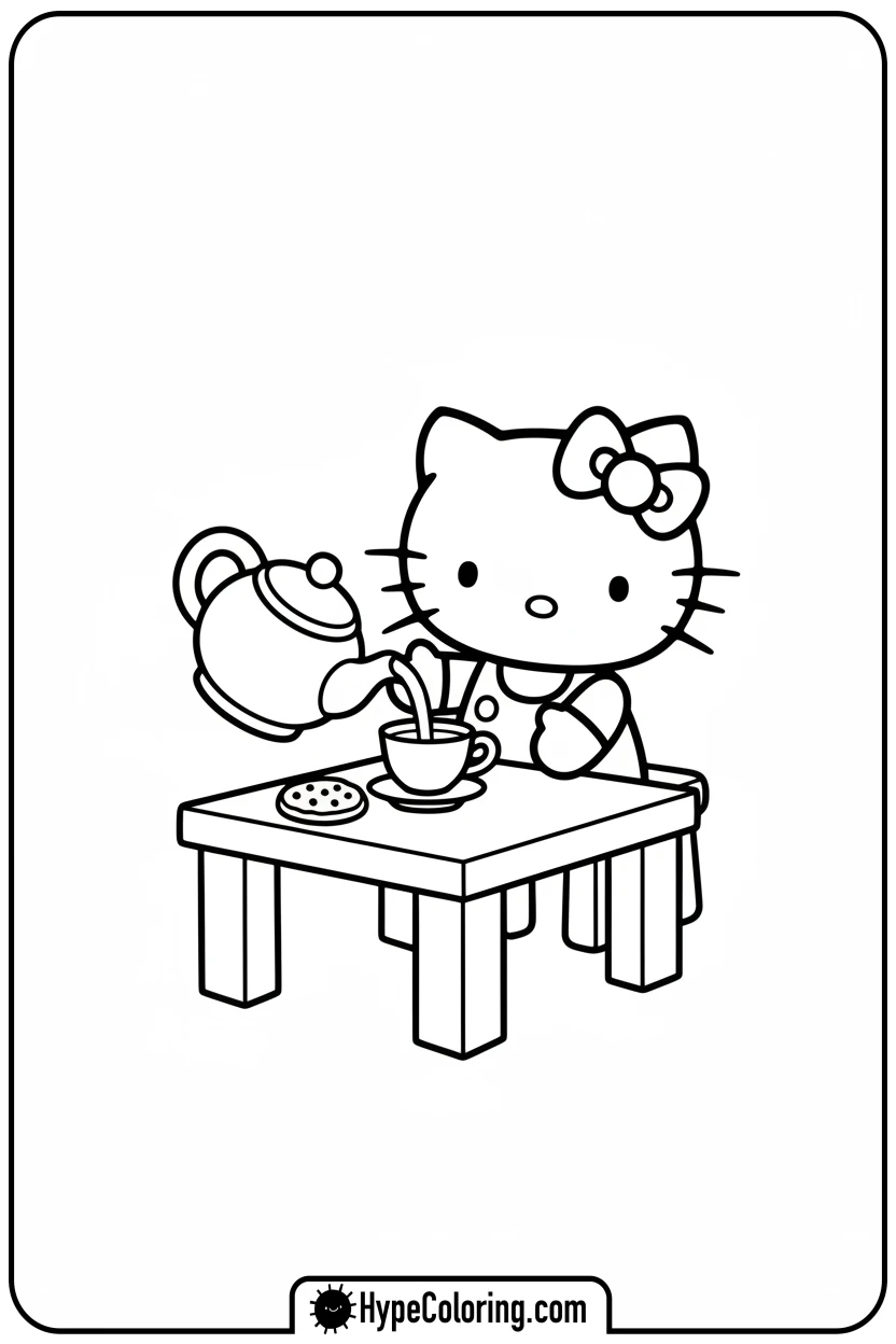hello-kitty-tea-party - Hello Kitty Pixel Art Coloring Pages