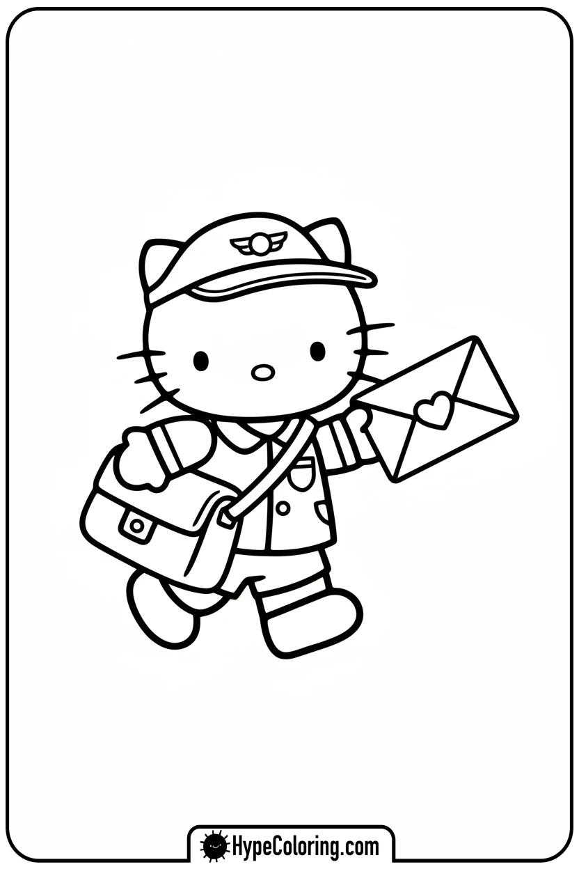 hello-kitty-mail-carrier - Hello Kitty Pixel Art Coloring Pages