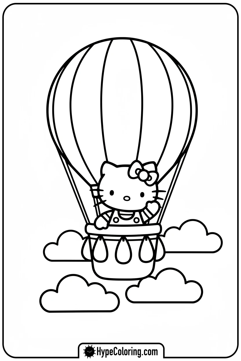 hello-kitty-hot-air-balloon-ride - Hello Kitty Pixel Art Coloring Pages