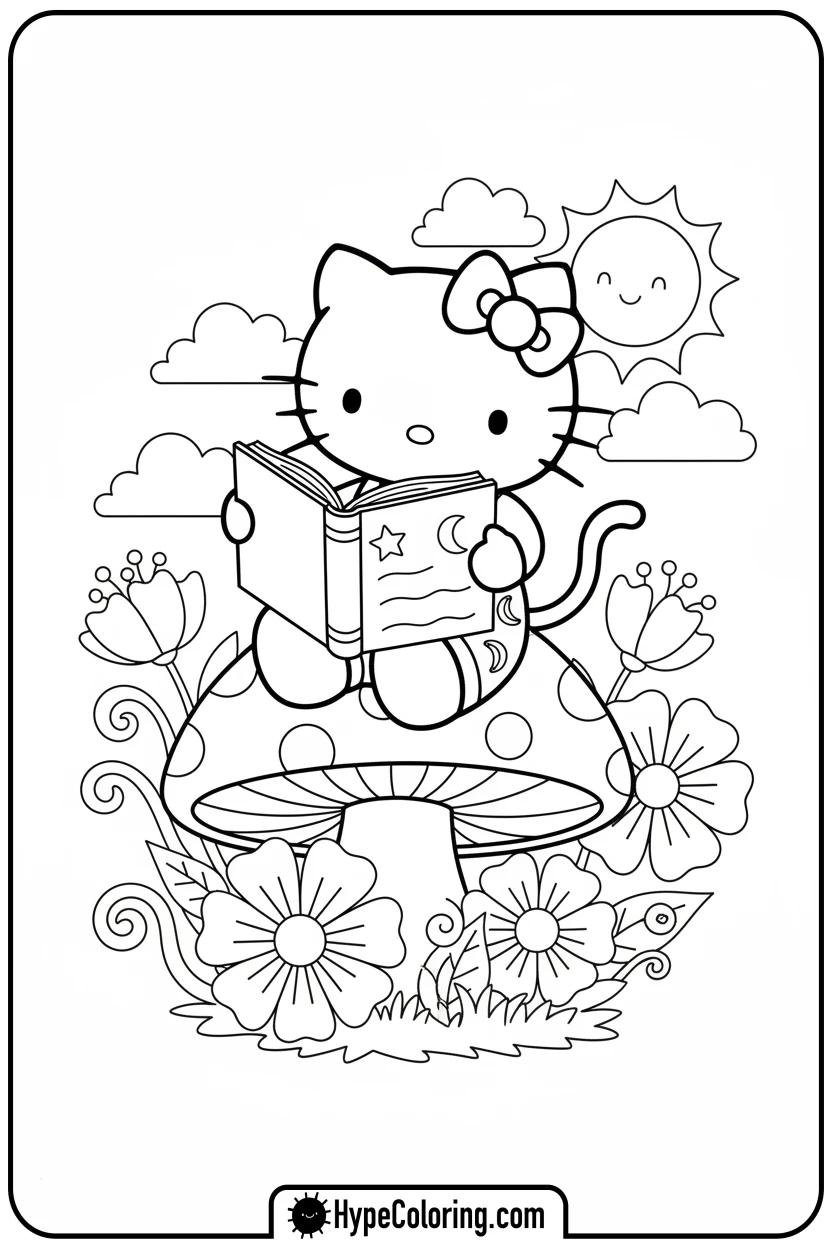 hello-kitty-monkey-trace-reading-book - Hello Kitty Monkey Trace