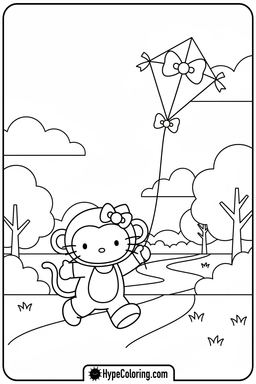 hello-kitty-monkey-trace-flying-kite - Hello Kitty Monkey Trace