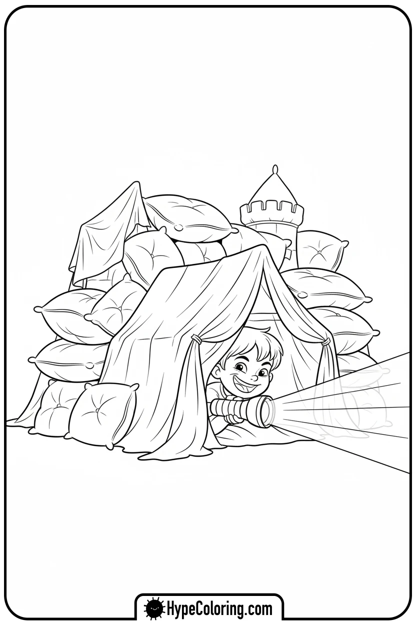 cozy-in-a-pillow-fort - cozy corner coloring page