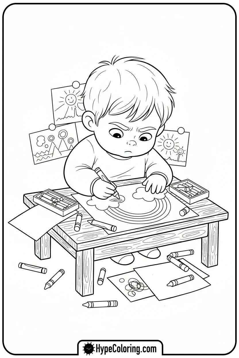 cozy-drawing-at-a-desk - cozy corner coloring page