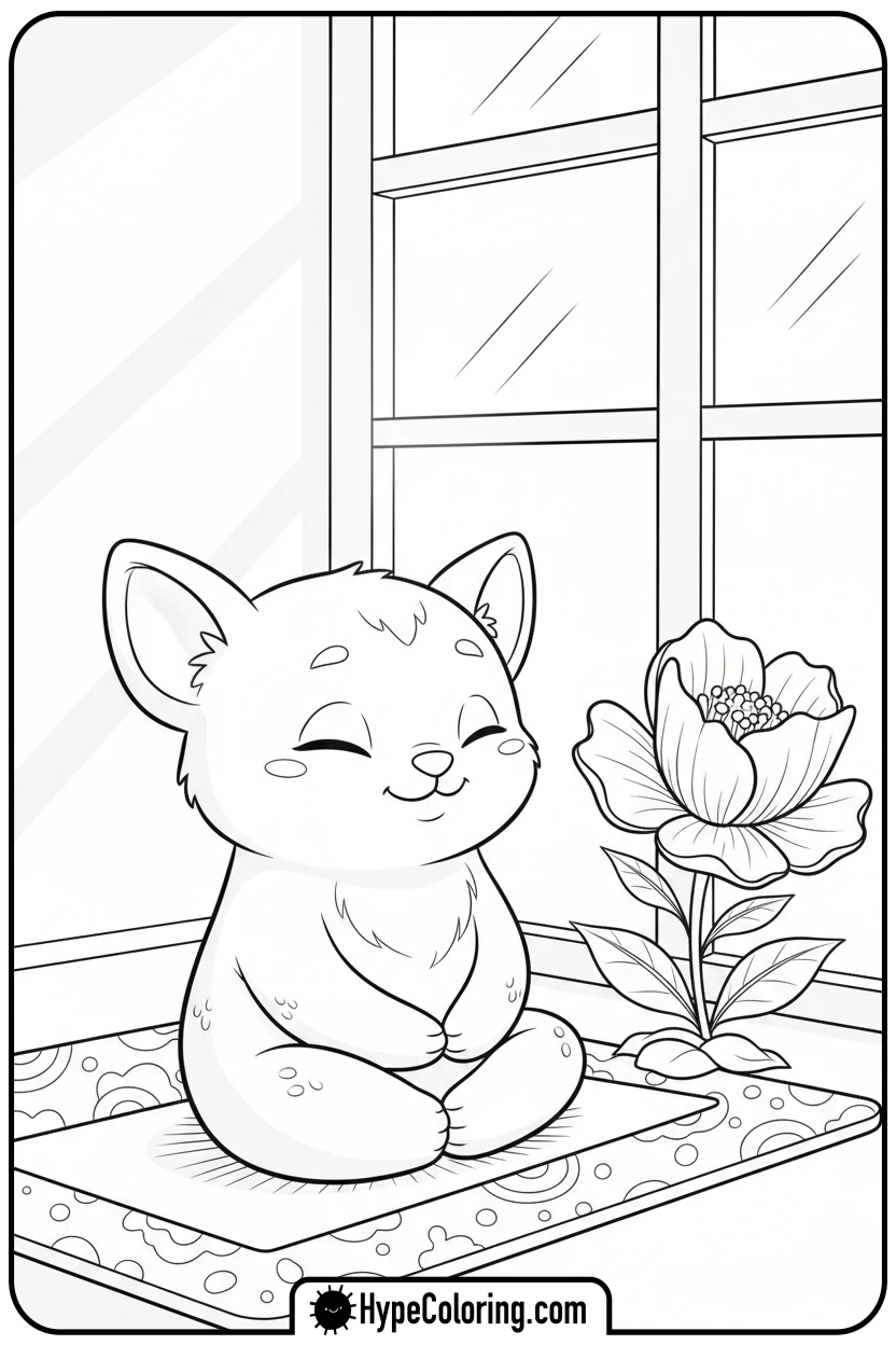 cozy-meditating - cozy corner coloring page