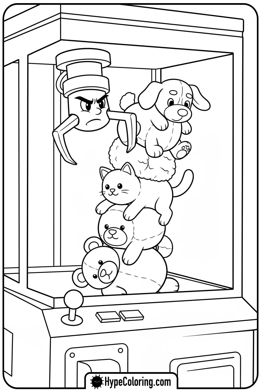 claw-machine-stacking-plushies - Plushie Claw Machine Coloring Pages
