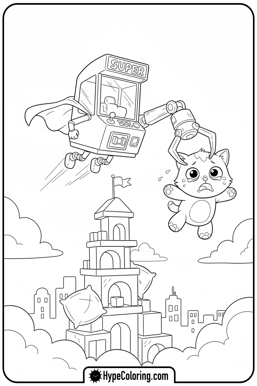 claw-machine-superhero - Plushie Claw Machine Coloring Pages