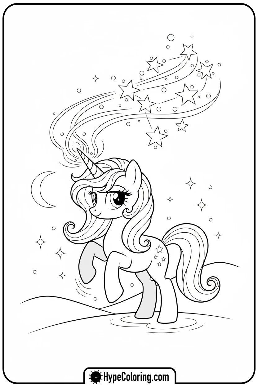 Click to download PDF unicorn-casting-magic-spell - My Little Pony Colouring page