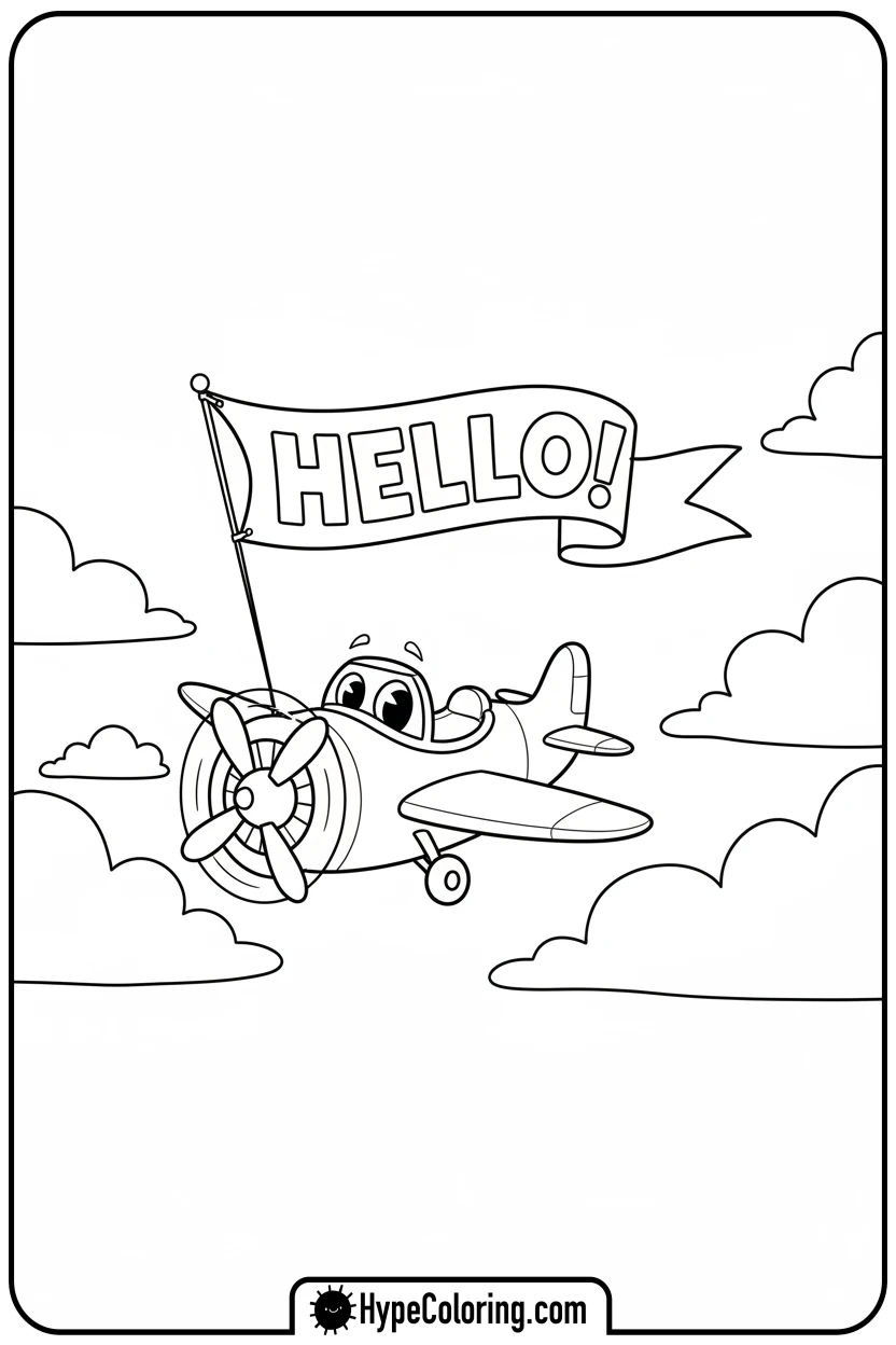 airplane-pulling-banner - coloring page of an airplane