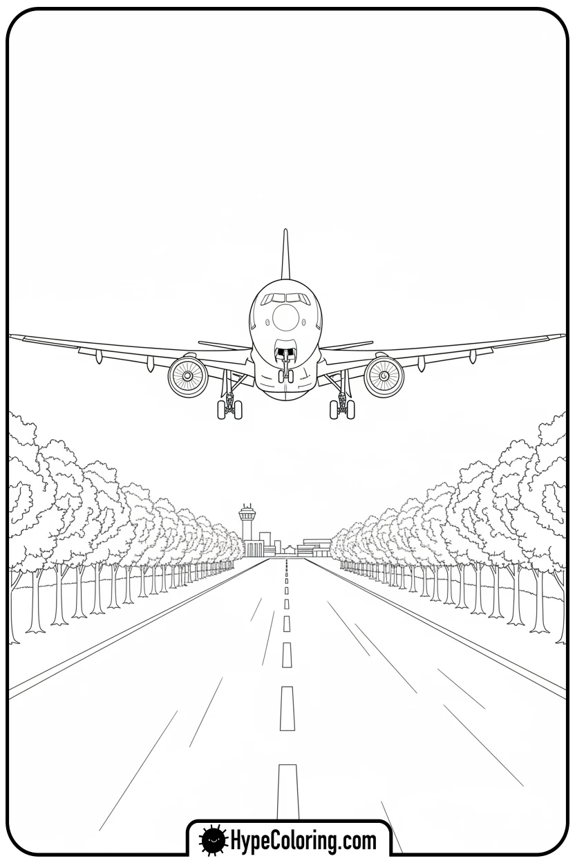 airplane-with-landing-gear-down - coloring page of an airplane