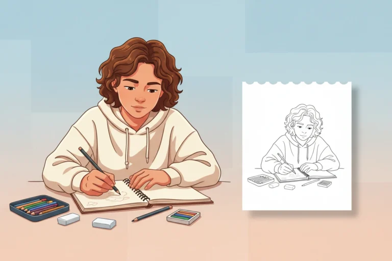 teenager-sketching-in-a-spiral-bound - teen coloring pages