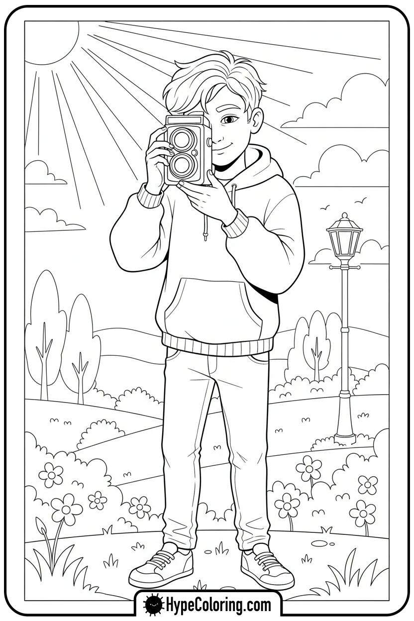 teen-taking-photo-with-camera - teen coloring pages