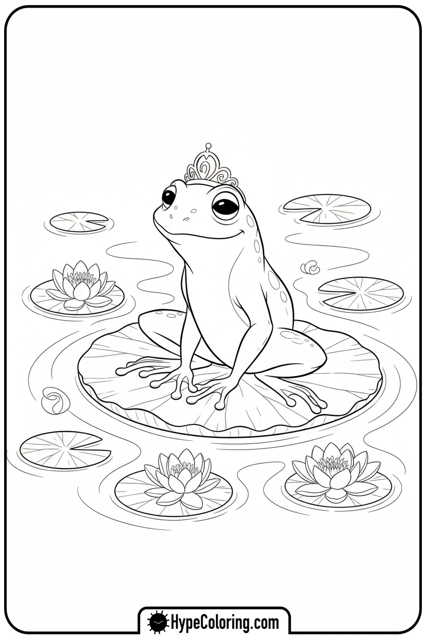 frog-tiana-on-a-lily-pad - tiana coloring pages