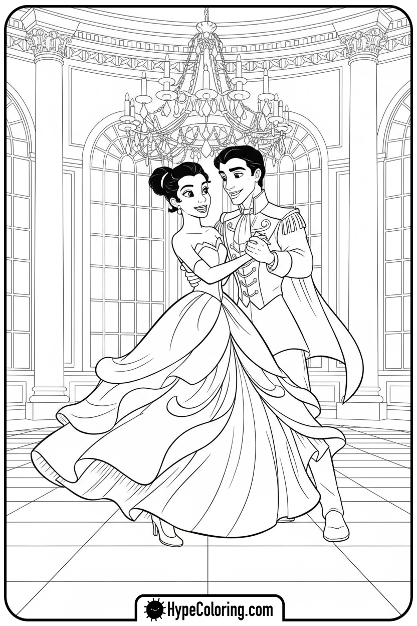tiana-and-naveen-waltzing - tiana coloring pages