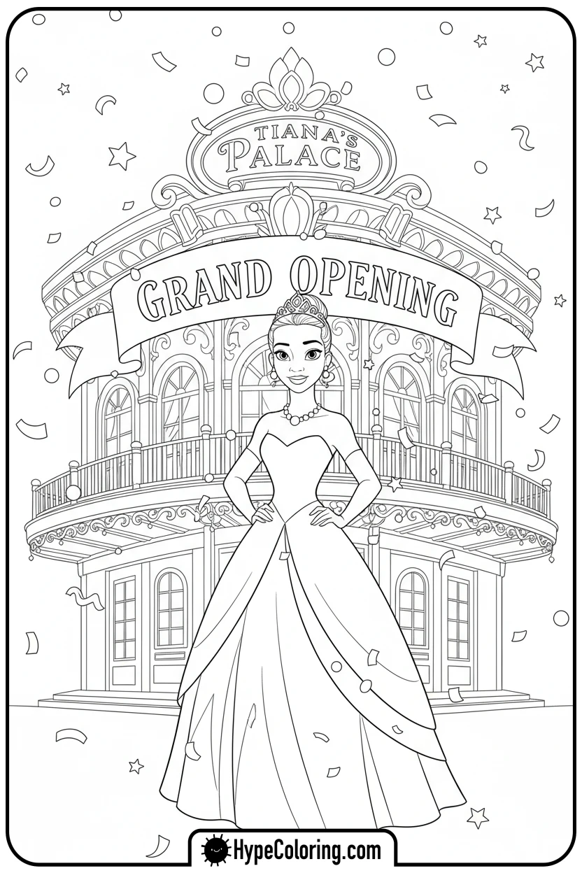 tiana-at-tiana-s-palace-opening - tiana coloring pages