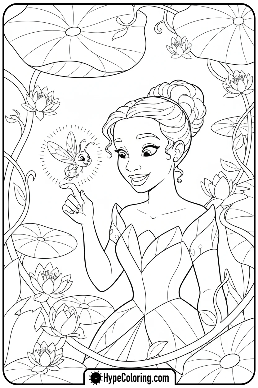 tiana-with-ray-the-firefly - tiana coloring pages